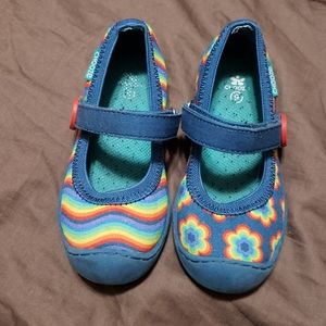 Blue Rainbow Mary Jane toddler shoes 🌈
